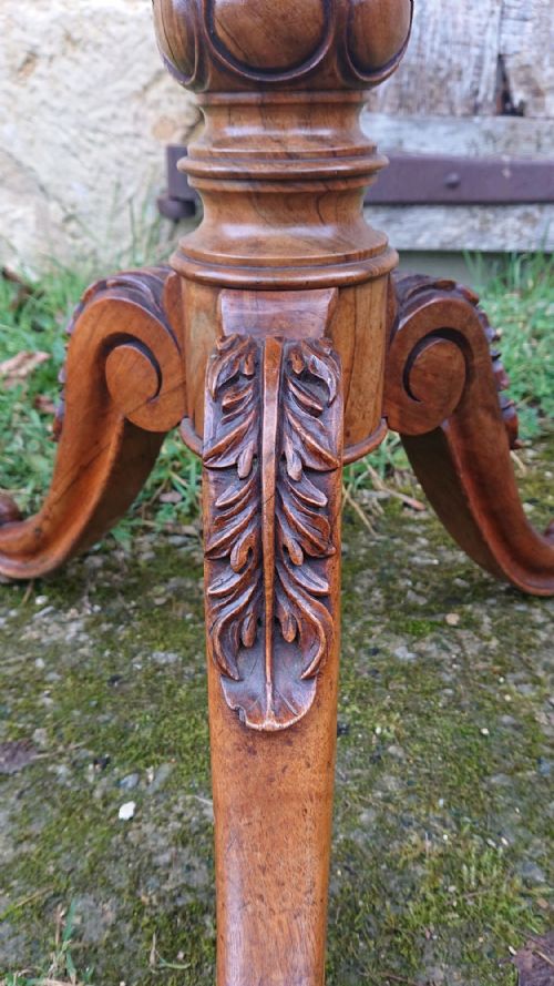 VERY FINE QUALITY 19TH CENTURY AMBOYNA TRIPOD WINE TABLE - ADDITIONAL PHOTO 13