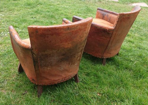 OLD LEATHER PAIR OF CHAIRS - ADDITIONAL PHOTO 10