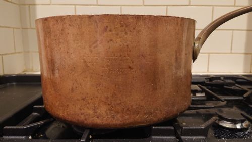MASSIVE 1889 VICTORIAN COPPER SAUCEPAN MADE BY ELKINGTON AND CO FOR THE RED STAR SHIPPING LINE - ADDITIONAL PHOTO 1