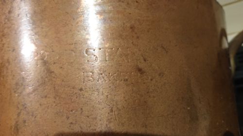 MASSIVE 1889 VICTORIAN COPPER SAUCEPAN MADE BY ELKINGTON AND CO FOR THE RED STAR SHIPPING LINE - ADDITIONAL PHOTO 6