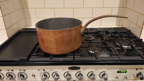 MASSIVE 1889 VICTORIAN COPPER SAUCEPAN MADE BY ELKINGTON AND CO FOR THE RED STAR SHIPPING LINE - ADDITIONAL PHOTO 12