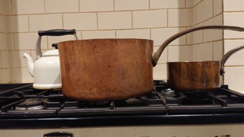 MASSIVE 1889 VICTORIAN COPPER SAUCEPAN MADE BY ELKINGTON AND CO FOR THE RED STAR SHIPPING LINE - ADDITIONAL PHOTO 17