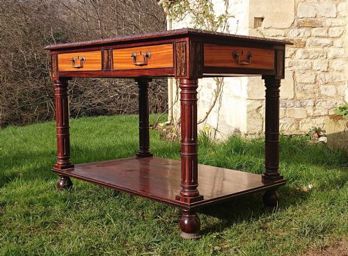 VERY FINE 19TH CENTURY EXHIBITION QUALITY LIBRARY TABLE - ADDITIONAL PHOTO 2