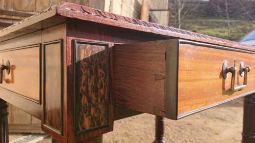 VERY FINE 19TH CENTURY EXHIBITION QUALITY LIBRARY TABLE - ADDITIONAL PHOTO 14