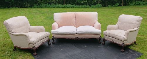 HOWARD AND SONS DEEP SEATED SPECIAL BRIDGEWATER SET OF TWO CHAIRS AND A SOFA STANDING ON BALL AND CLAW FEET - ADDITIONAL PHOTO 9