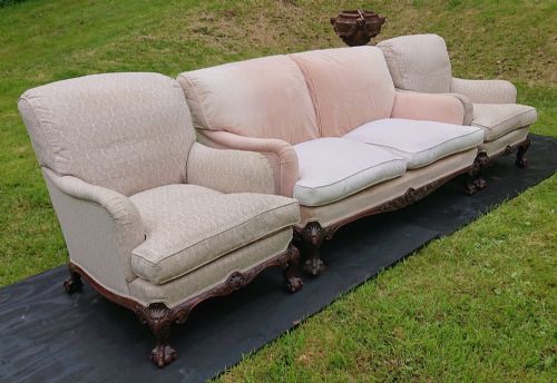 HOWARD AND SONS DEEP SEATED SPECIAL BRIDGEWATER SET OF TWO CHAIRS AND A SOFA STANDING ON BALL AND CLAW FEET - ADDITIONAL PHOTO 10
