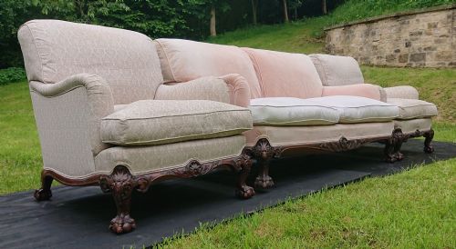 HOWARD AND SONS DEEP SEATED SPECIAL BRIDGEWATER SET OF TWO CHAIRS AND A SOFA STANDING ON BALL AND CLAW FEET - ADDITIONAL PHOTO 11