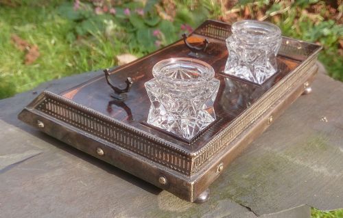 COROMANDEL AND SATINWOOD PEN AND INK TRAY WITH SILVER MOUNTS AND FEET BY RUPERT FAVELL DATED 1886 - ADDITIONAL PHOTO 6