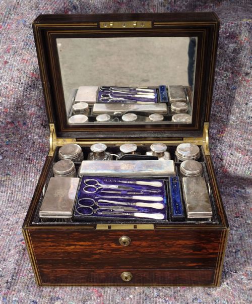 NINETEENTH CENTURY COROMANDEL VANITY CASE DRESSING BOX MADE BY H MITCHELL OF 168 OXFORD STREET LONDON - ADDITIONAL PHOTO 7