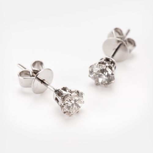 ART DECO 104 CARAT OLD EUROPEAN CUT DIAMOND STUD EARRINGS CIRCA 1930'S