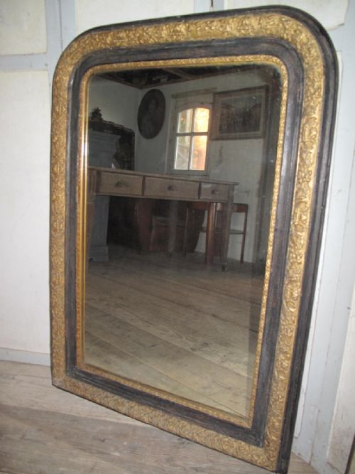 ebonised and gilded french mirror 19thc - CATEGORY: ANTIQUE MIRRORS - DATED 19TH CENTURY
