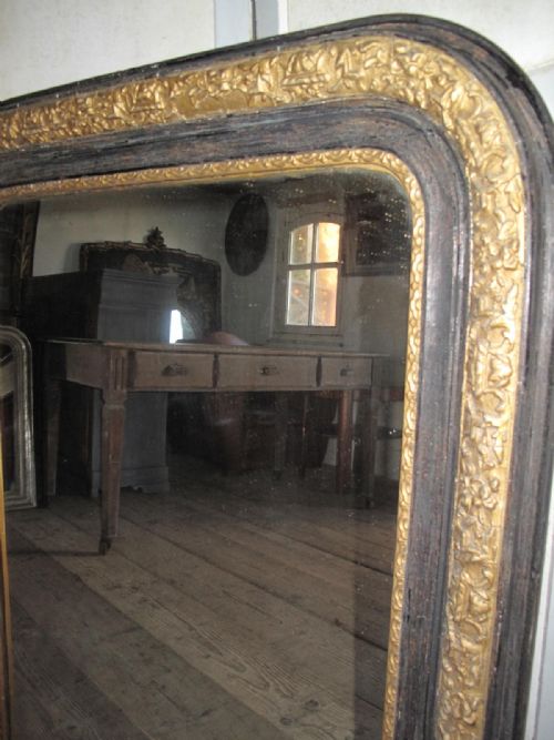 EBONISED AND GILDED FRENCH MIRROR 19THC - ADDITIONAL PHOTO 4