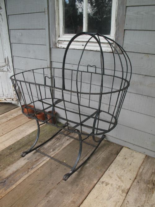 CRADLE WROUGHT IRON BLACKSMITH MADE C 1890 - ADDITIONAL PHOTO 2