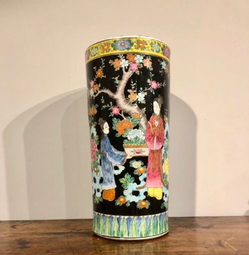 japanese large cylindrical vase 19thc - CATEGORY: ANTIQUE VASES - DATED 19TH CENTURY