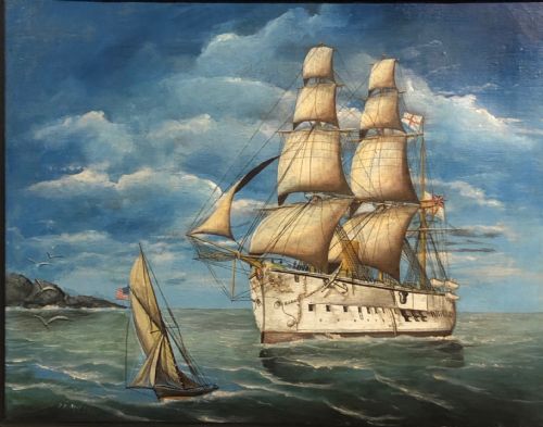 A PAIR OF OIL ON CANVAS OF HMS TRIUMPH 18871888 - ADDITIONAL PHOTO 6