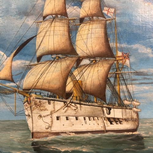 A PAIR OF OIL ON CANVAS OF HMS TRIUMPH 18871888 - ADDITIONAL PHOTO 7