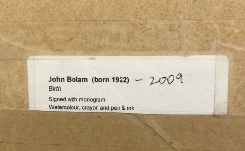 PAINTING BIRTH JOHN BOLAM MIXED MEDIA WATER COLOUR PEN INK - ADDITIONAL PHOTO 5