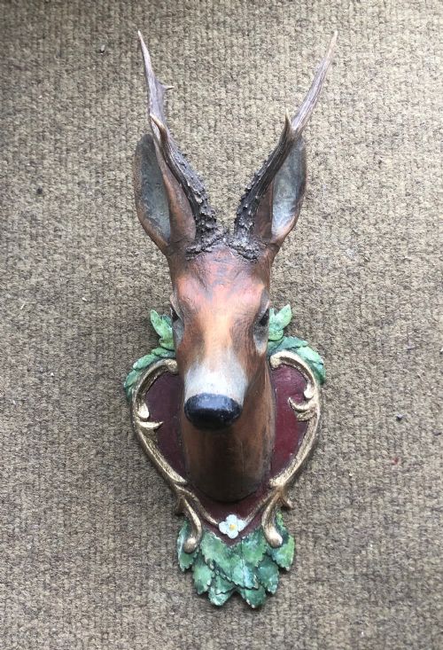 SWEDISH PAINTED FOLK ART DEER WITH ANTLERS C 1880