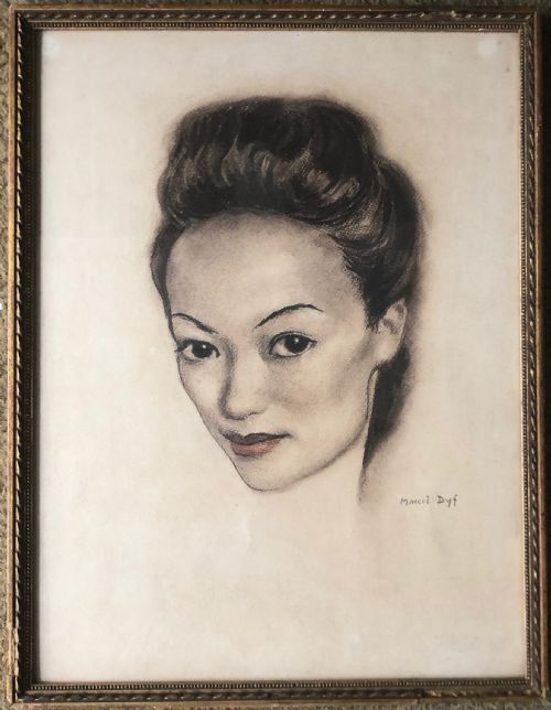portrait of a young woman marcel dyf pastel - CATEGORY: ANTIQUE ART - DATED 1950