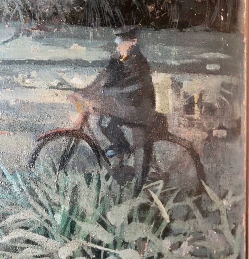 CYCLES AT NIGHT CAMDEN OIL ON BOARD - ADDITIONAL PHOTO 1