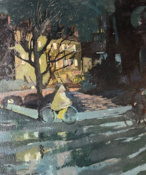 CYCLES AT NIGHT CAMDEN OIL ON BOARD - ADDITIONAL PHOTO 4