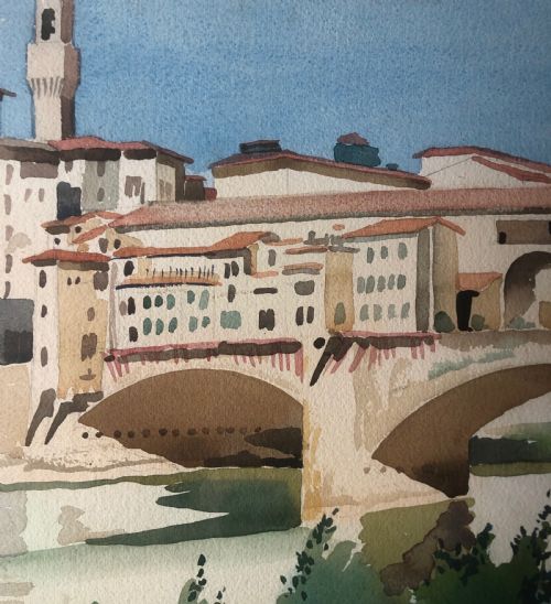 PONTE VECCHIO FLORENCE WATERCOLOUR SIGNED - ADDITIONAL PHOTO 4