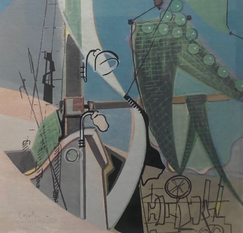 PAINTING GOUCHE ATTRIBUTED TO JOHN CRAXTON SIGNED - ADDITIONAL PHOTO 2