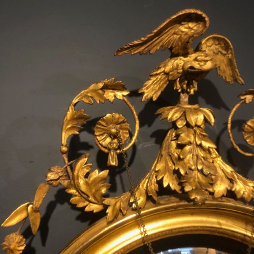 REGENCY GILDED CONVEX MIRROR C 1800 - ADDITIONAL PHOTO 6