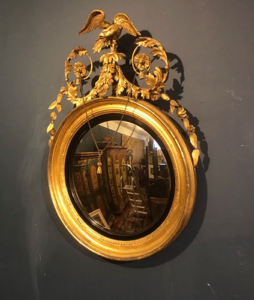 REGENCY GILDED CONVEX MIRROR C 1800 - ADDITIONAL PHOTO 9