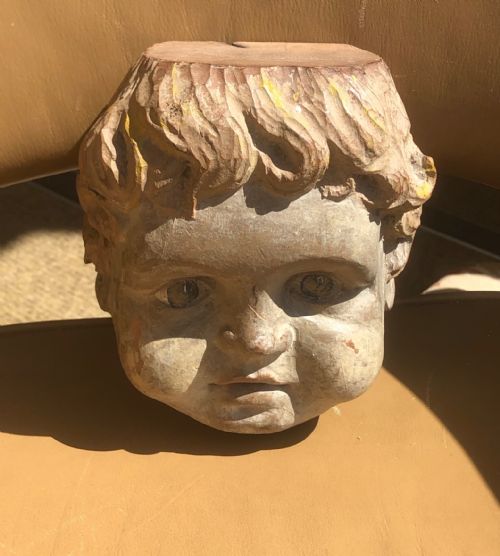 CHERUB HEAD NORTHERN EUROPEAN ORIGINAL POLYCHROME PAINT - ADDITIONAL PHOTO 1