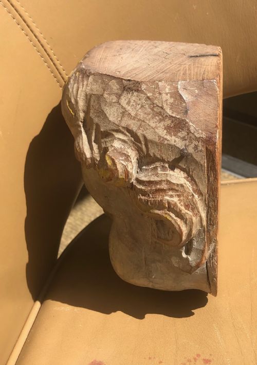 CHERUB HEAD NORTHERN EUROPEAN ORIGINAL POLYCHROME PAINT - ADDITIONAL PHOTO 3