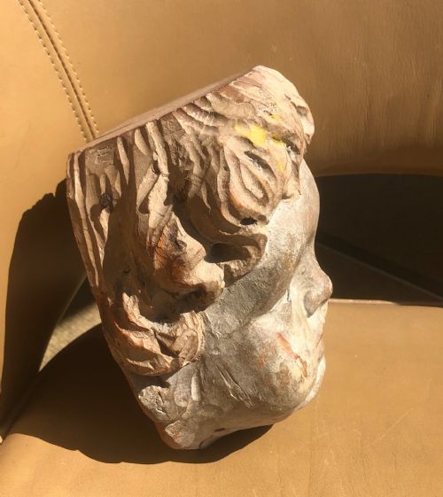 CHERUB HEAD NORTHERN EUROPEAN ORIGINAL POLYCHROME PAINT - ADDITIONAL PHOTO 4