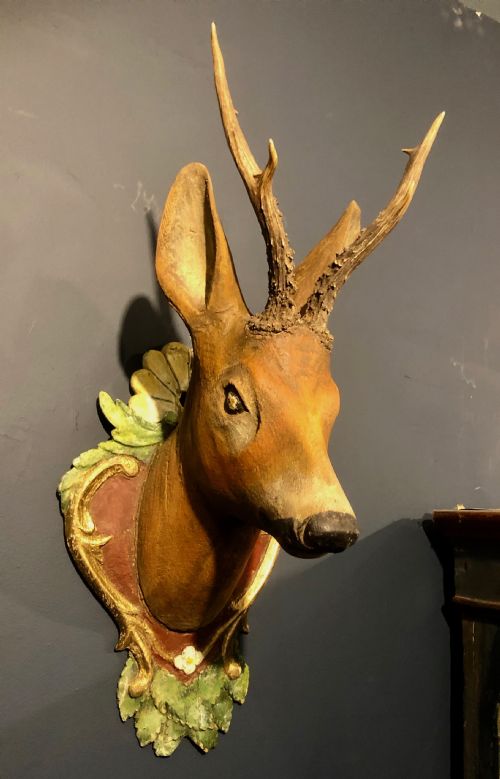 SWEDISH PAINTED FOLK ART DEER WITH ANTLERS C 1880 - ADDITIONAL PHOTO 2