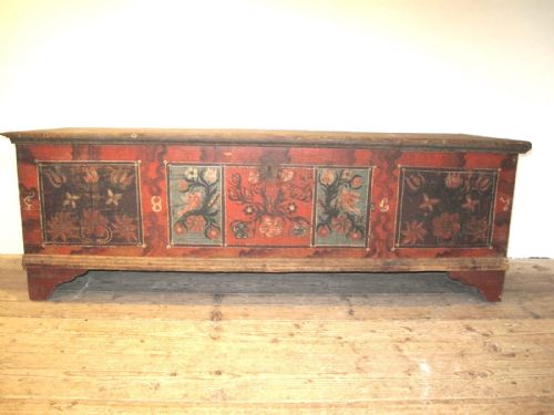 painted marriage chest french circa 1860 - CATEGORY: ANTIQUE CHESTS - DATED 19TH CENTURY
