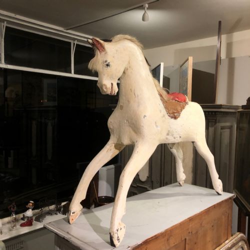 large carved wooden rocking horse - CATEGORY: ANTIQUE MISCELLANEOUS - DATED 19TH CENTURY
