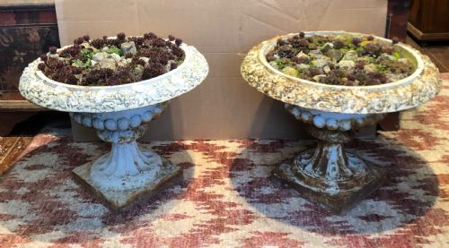 pair of victorian cast iron urns - CATEGORY: ANTIQUE METAL - DATED VICTORIAN