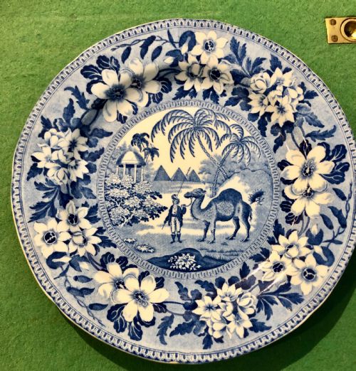 blue white egypt camel patten 19th century - CATEGORY: ANTIQUE CERAMICS - DATED 19TH CENTURY