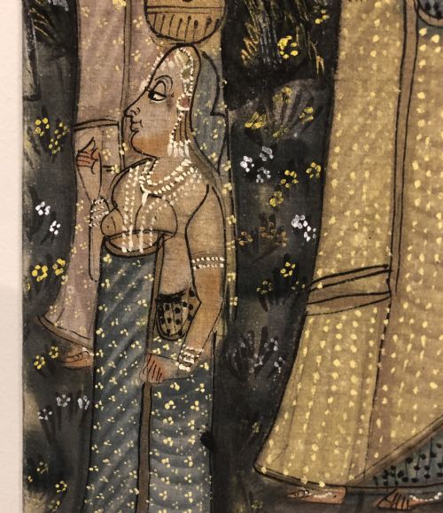 INDIAN PAINTED WALL CLOTH OF KRISHNA WITH HIS WIVES - ADDITIONAL PHOTO 3