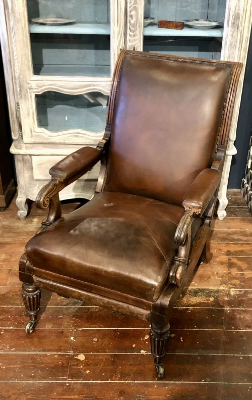 REGENCY MAHOGANY AND LEATHER DAWS LIBRARY CHAIR - ADDITIONAL PHOTO 12