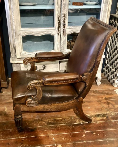 REGENCY MAHOGANY AND LEATHER DAWS LIBRARY CHAIR - ADDITIONAL PHOTO 1
