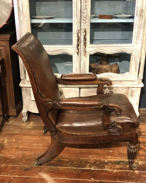 REGENCY MAHOGANY AND LEATHER DAWS LIBRARY CHAIR - ADDITIONAL PHOTO 2
