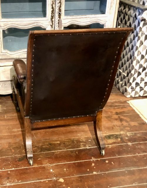 REGENCY MAHOGANY AND LEATHER DAWS LIBRARY CHAIR - ADDITIONAL PHOTO 3