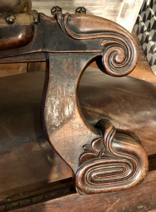 REGENCY MAHOGANY AND LEATHER DAWS LIBRARY CHAIR - ADDITIONAL PHOTO 7