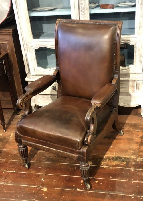 REGENCY MAHOGANY AND LEATHER DAWS LIBRARY CHAIR - ADDITIONAL PHOTO 9