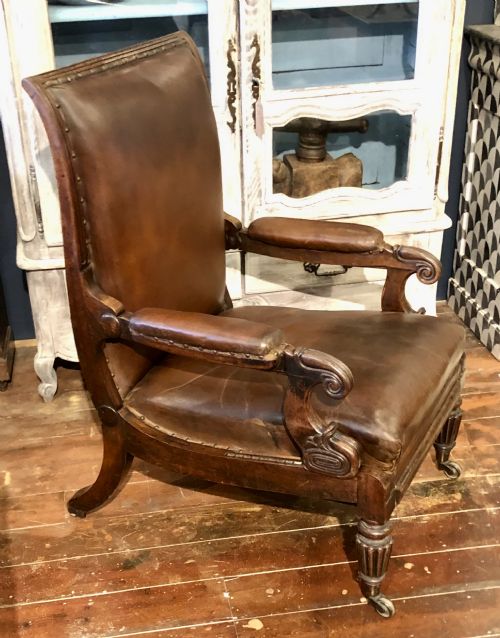 REGENCY MAHOGANY AND LEATHER DAWS LIBRARY CHAIR - ADDITIONAL PHOTO 11