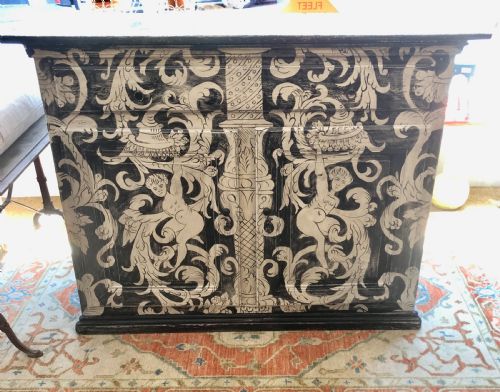 HANDPAINTED 19TH CENTURY BLACK AND WHITE 'GROTESQUE' FRENCH BUFFETCABINET BY MELISSA WHITE