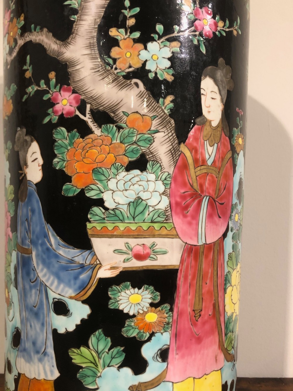 Japanese Large Cylindrical Vase. 19thc. View II