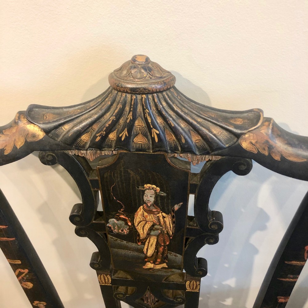Pair of High Regency  Laquer Chairs in the Chinese style. View V