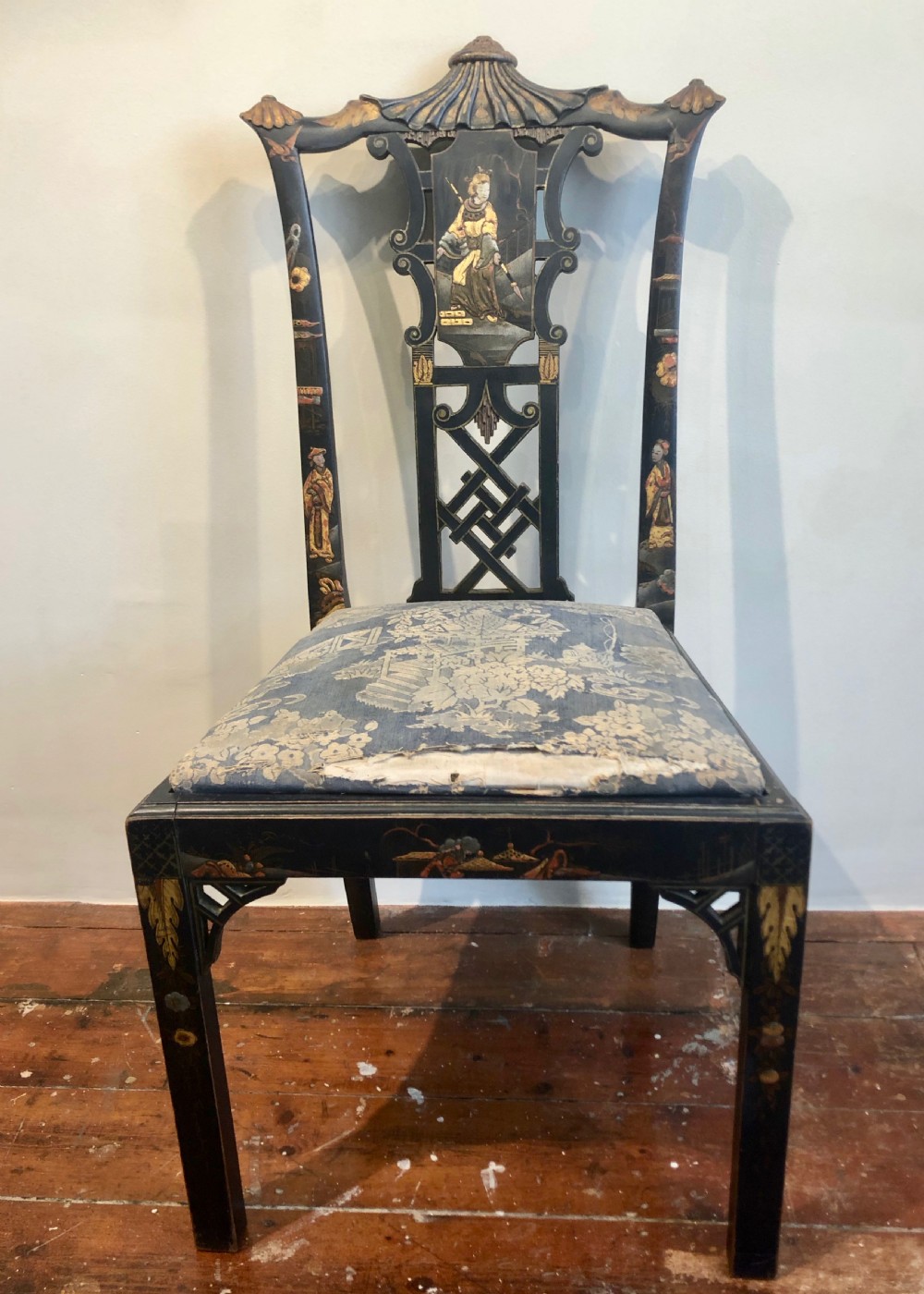 Pair of High Regency  Laquer Chairs in the Chinese style. View VI