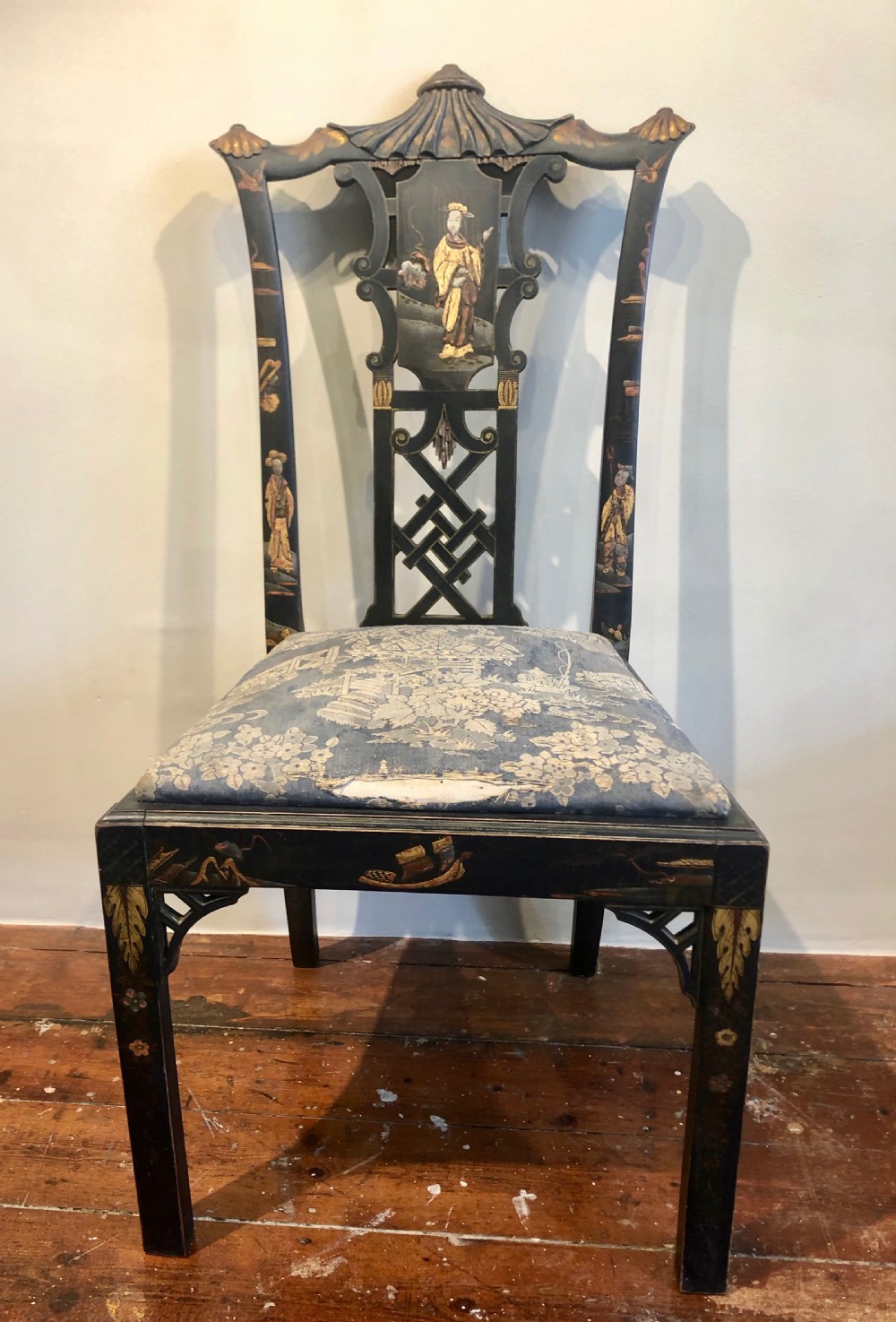 Pair of High Regency  Laquer Chairs in the Chinese style. View VII